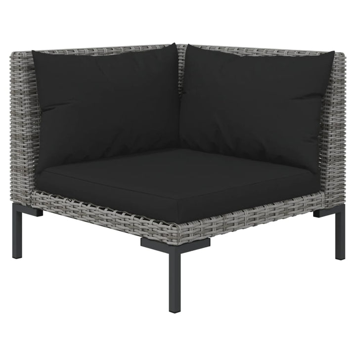 loungesæt til haven 7 dele med hynder polyrattan mørkegrå