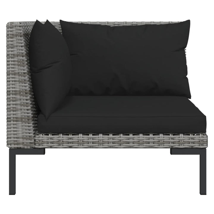 loungesæt til haven 7 dele med hynder polyrattan mørkegrå