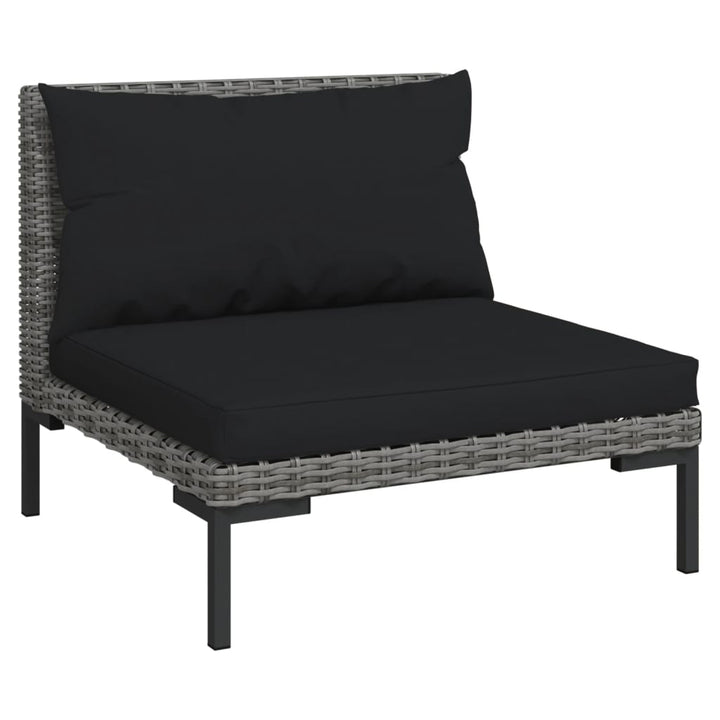 loungesæt til haven 8 dele med hynder polyrattan mørkegrå