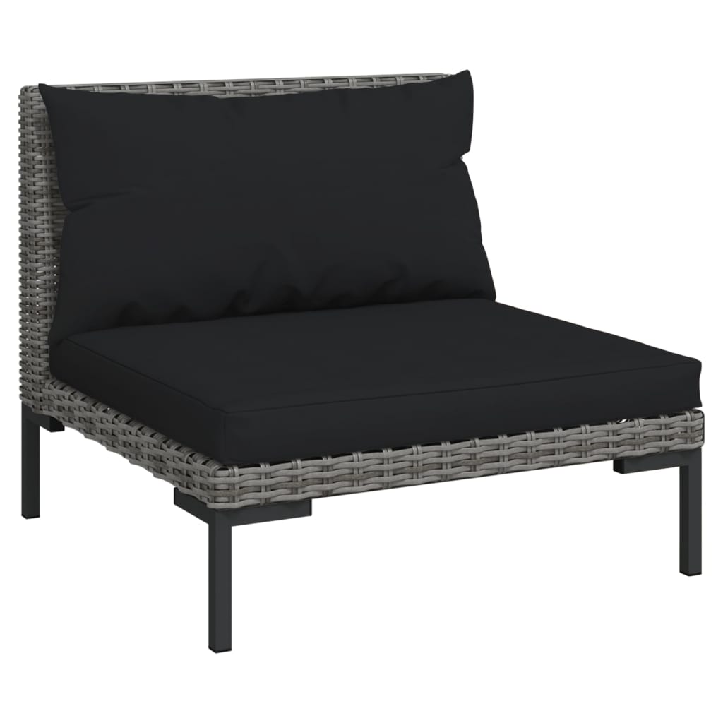 loungesæt til haven 7 dele med hynder polyrattan mørkegrå