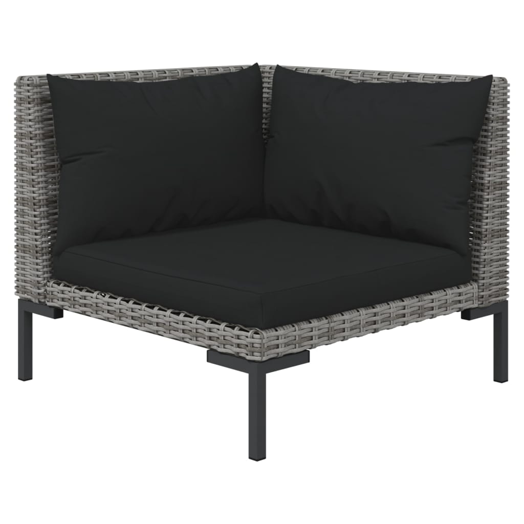 loungesæt til haven 7 dele med hynder polyrattan mørkegrå