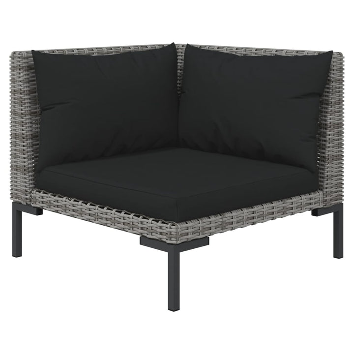 loungesæt til haven 7 dele med hynder polyrattan mørkegrå