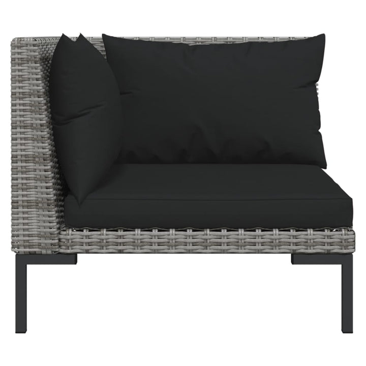 loungesæt til haven 7 dele med hynder polyrattan mørkegrå
