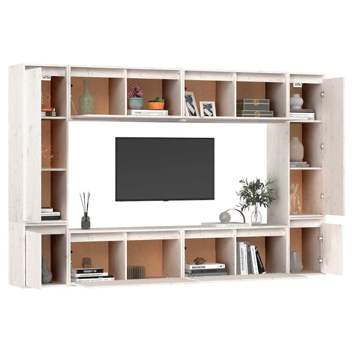 tv-skabe 8 dele massivt fyrretræ hvid