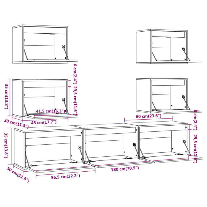 tv-skabe 7 dele massivt fyrretræ hvid