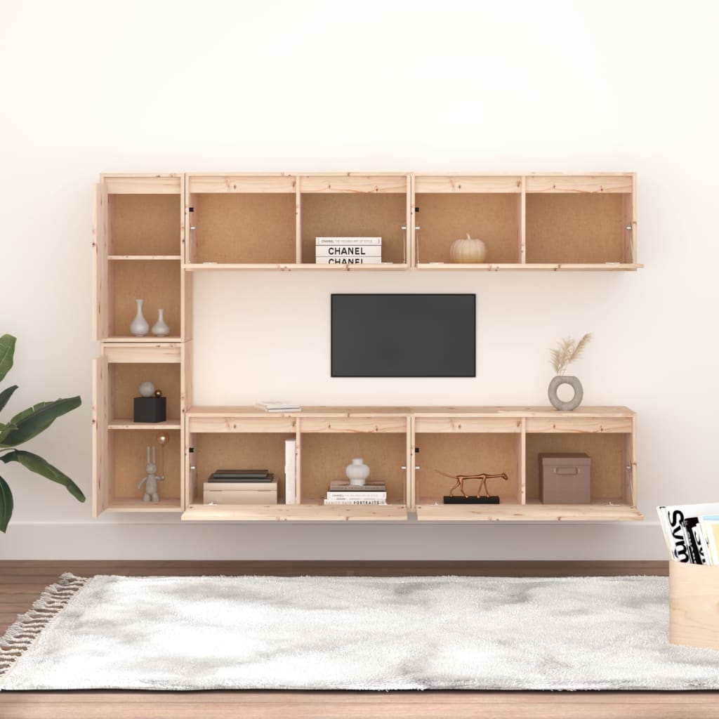 tv-skabe 6 dele massivt fyrretræ