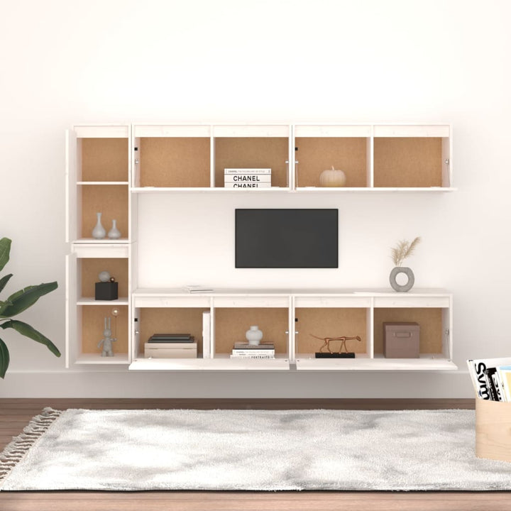 tv-skabe 6 dele massivt fyrretræ hvid