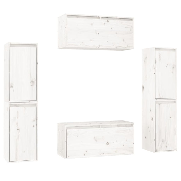 tv-skabe 6 dele massivt fyrretræ hvid