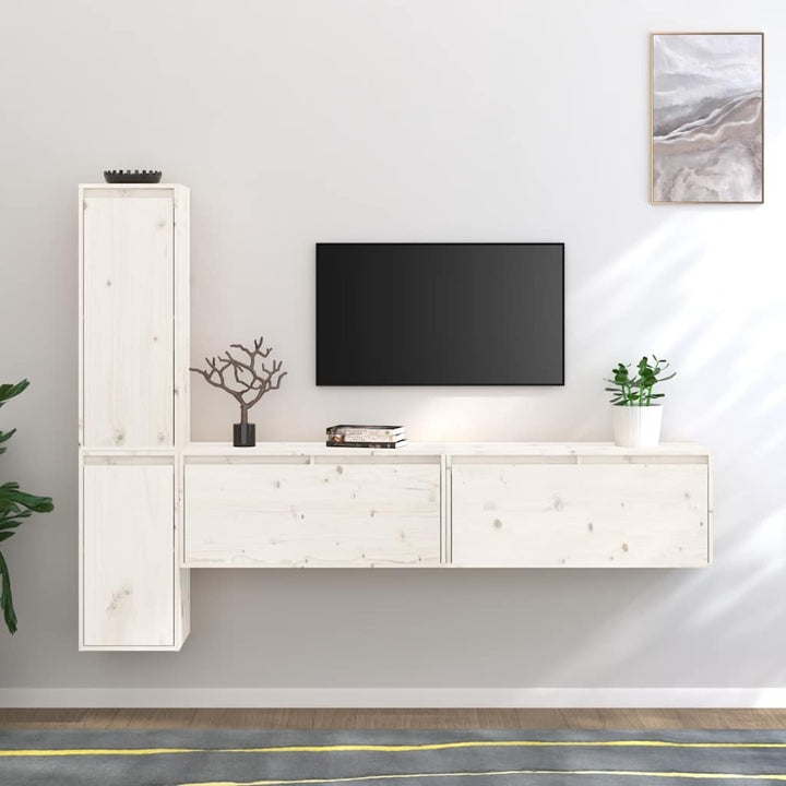 tv-skabe 4 dele massivt fyrretræ hvid