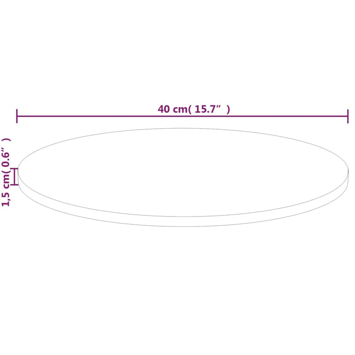 rund bordplade Ø40x1,5 cm ubehandlet massivt egetræ
