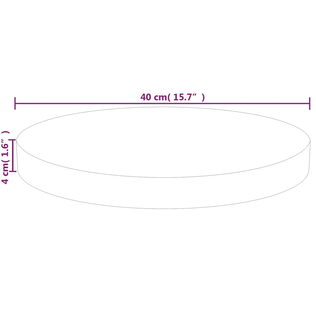 rund bordplade Ø40x4 cm ubehandlet massivt egetræ
