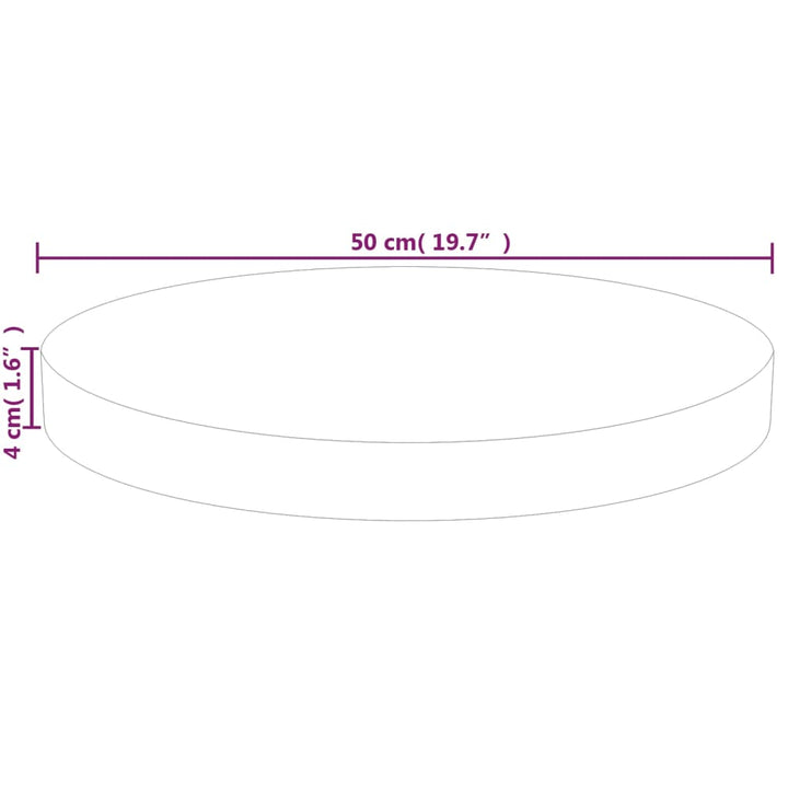 rund bordplade Ø50x4 cm ubehandlet massivt egetræ