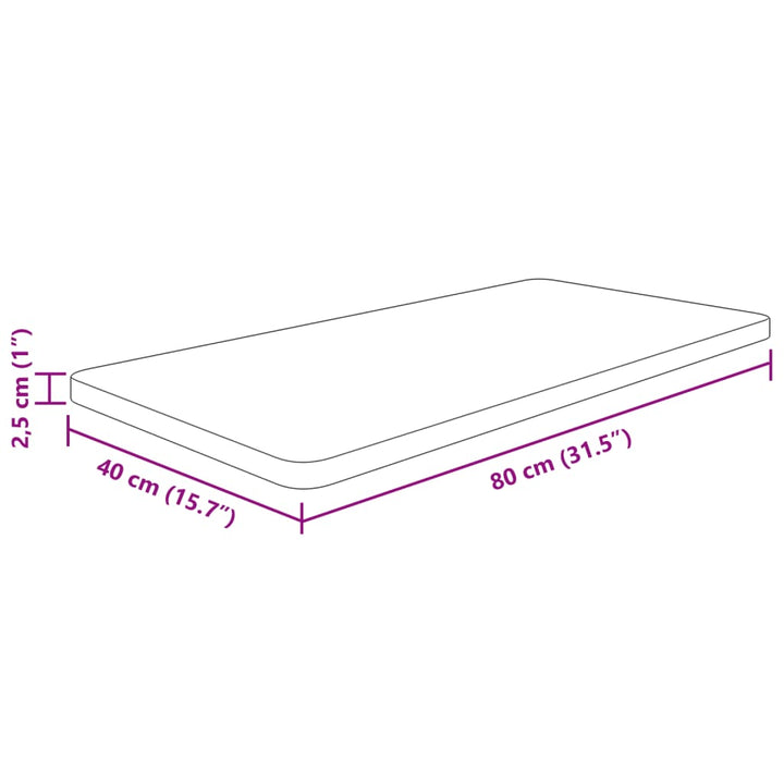 bordplade til badeværelse 80x40x2,5 cm massivt træ ubehandlet