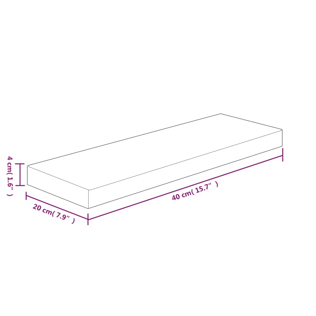 hyldeplade 40x20x4 cm ubehandlet massivt egetræ