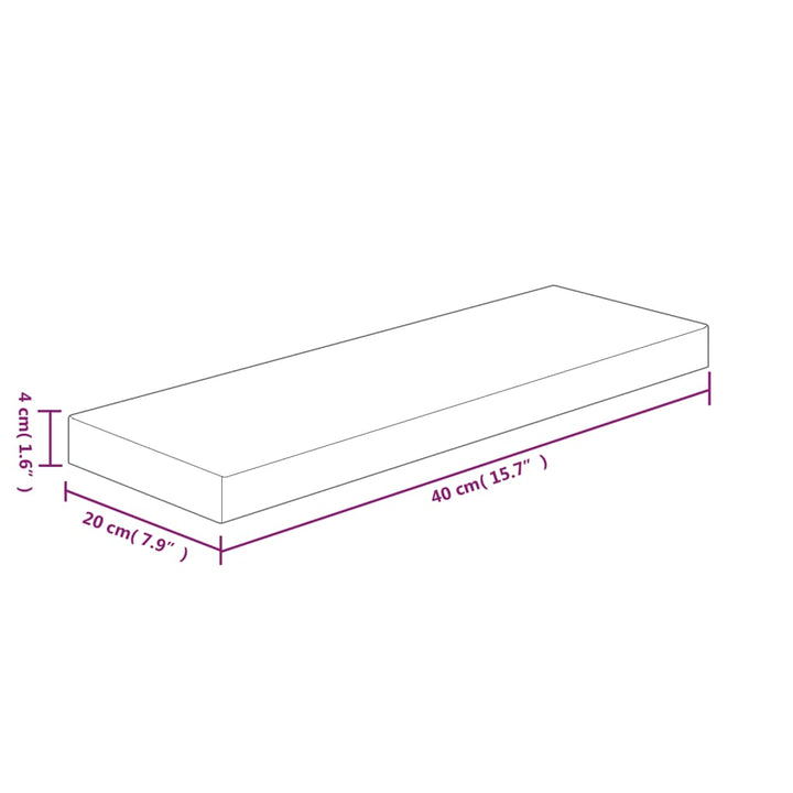 hyldeplade 40x20x4 cm ubehandlet massivt egetræ