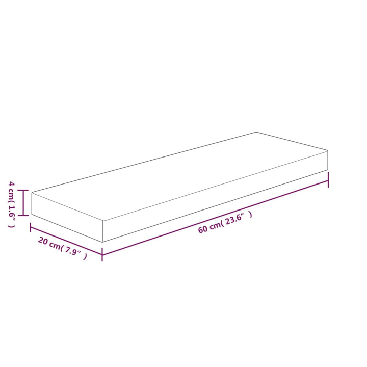 hyldeplade 60x20x4 cm ubehandlet massivt egetræ