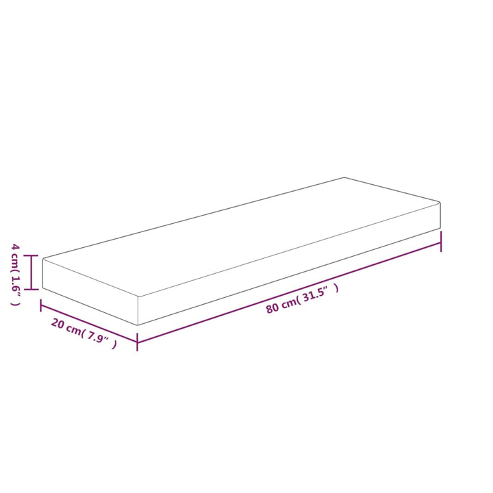hyldeplade 80x20x4 cm ubehandlet massivt egetræ
