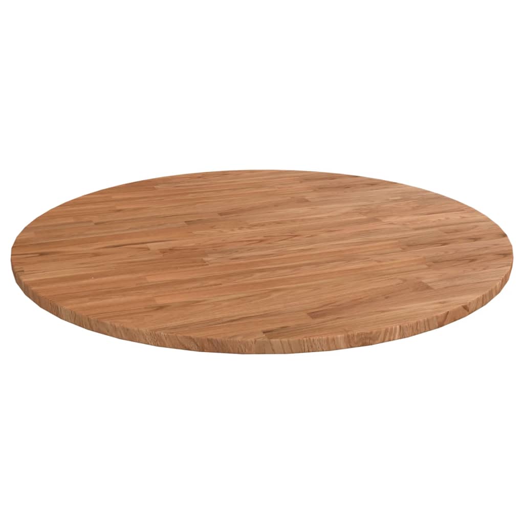 rund bordplade Ø70x1,5 cm behandlet massivt egetræ lysebrun