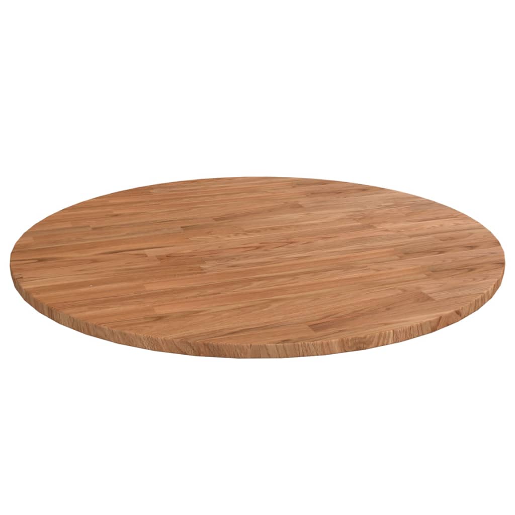 rund bordplade Ø80x1,5 cm behandlet massivt egetræ lysebrun