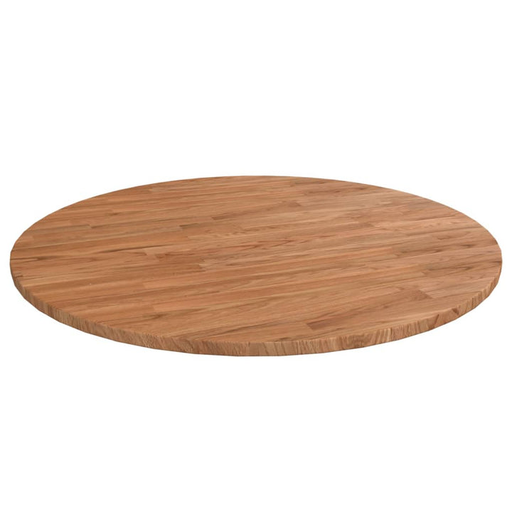 rund bordplade Ø80x1,5 cm behandlet massivt egetræ lysebrun