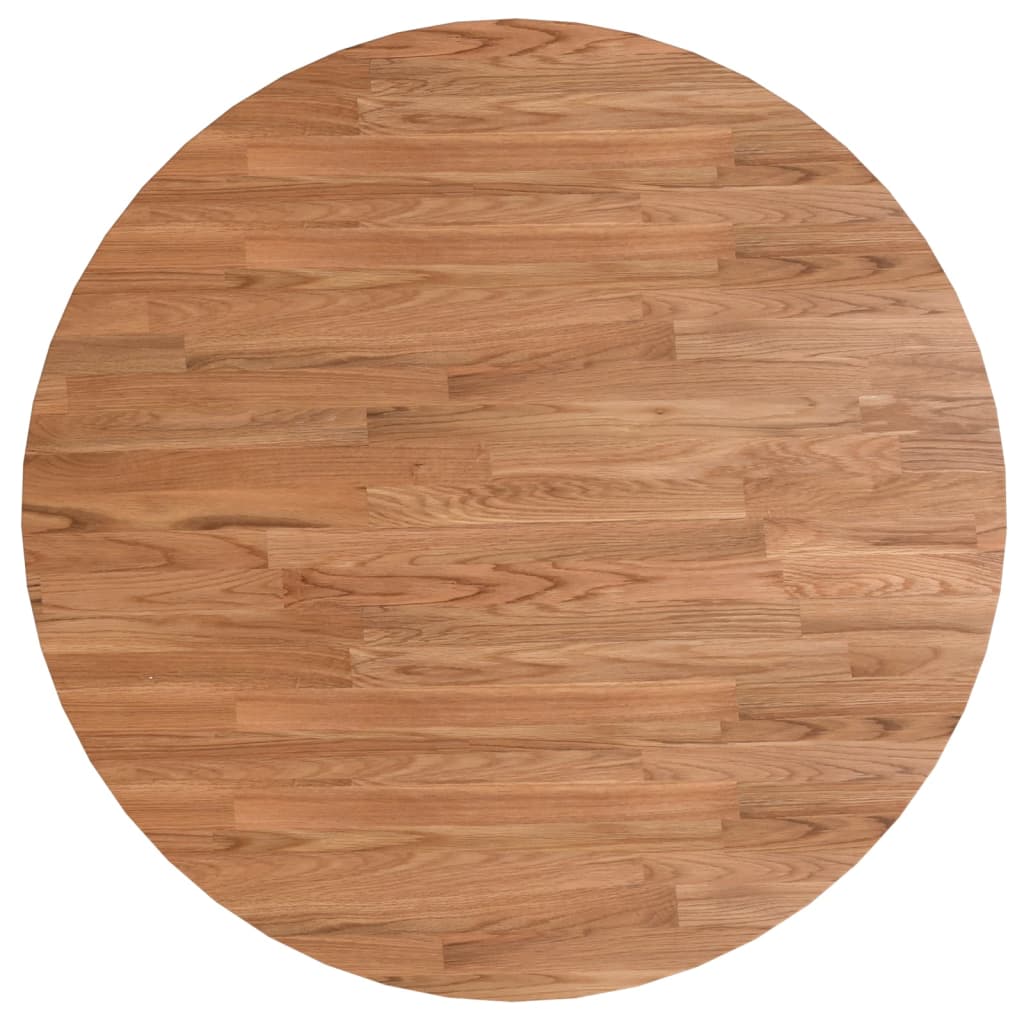 rund bordplade Ø80x1,5 cm behandlet massivt egetræ lysebrun