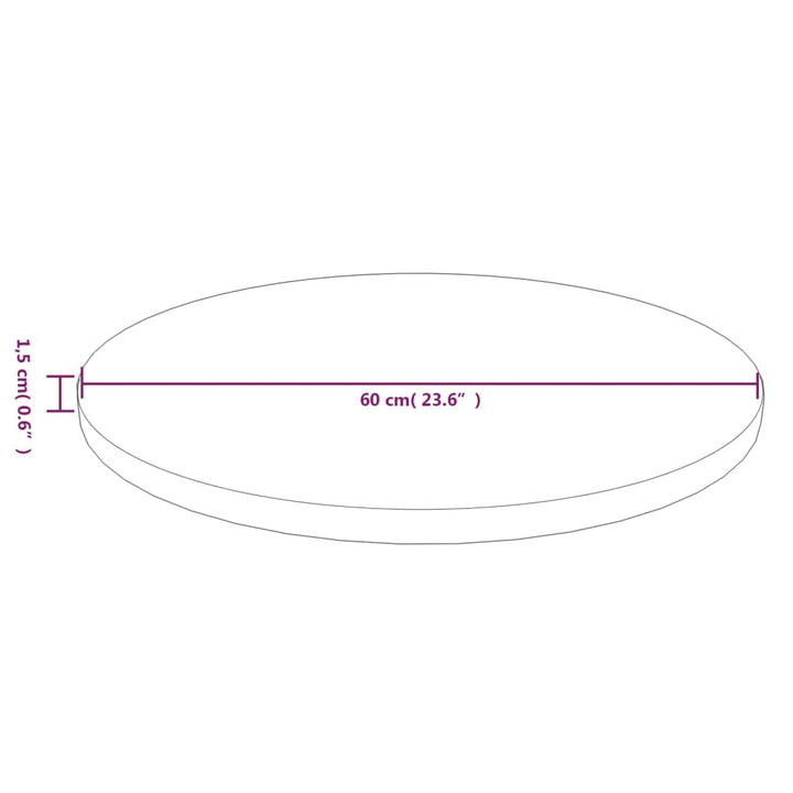 rund bordplade Ø60x1,5 cm behandlet massivt egetræ mørkebrun