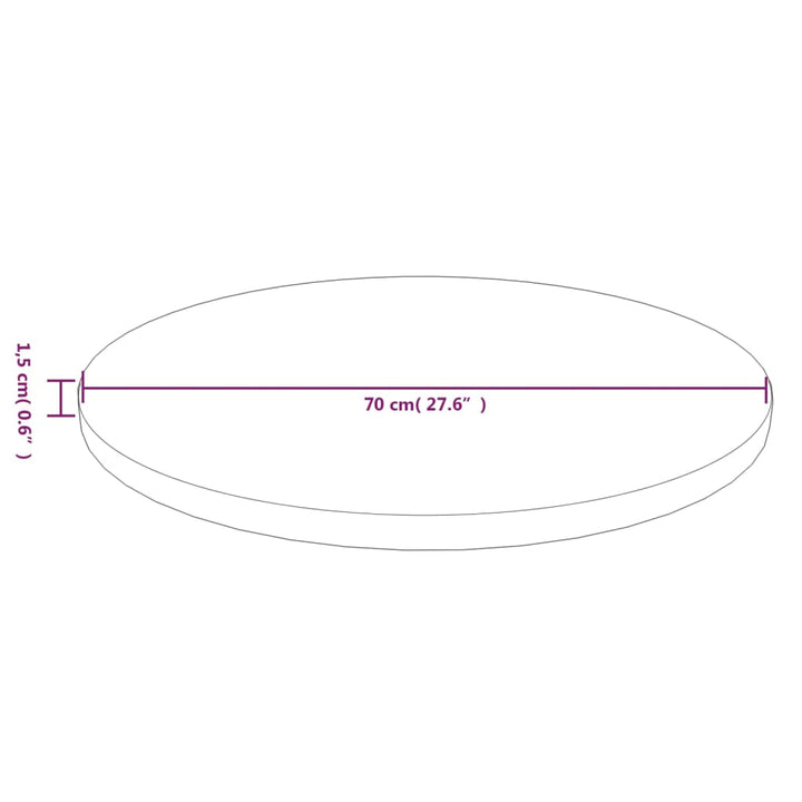 rund bordplade Ø70x1,5 cm behandlet massivt egetræ mørkebrun