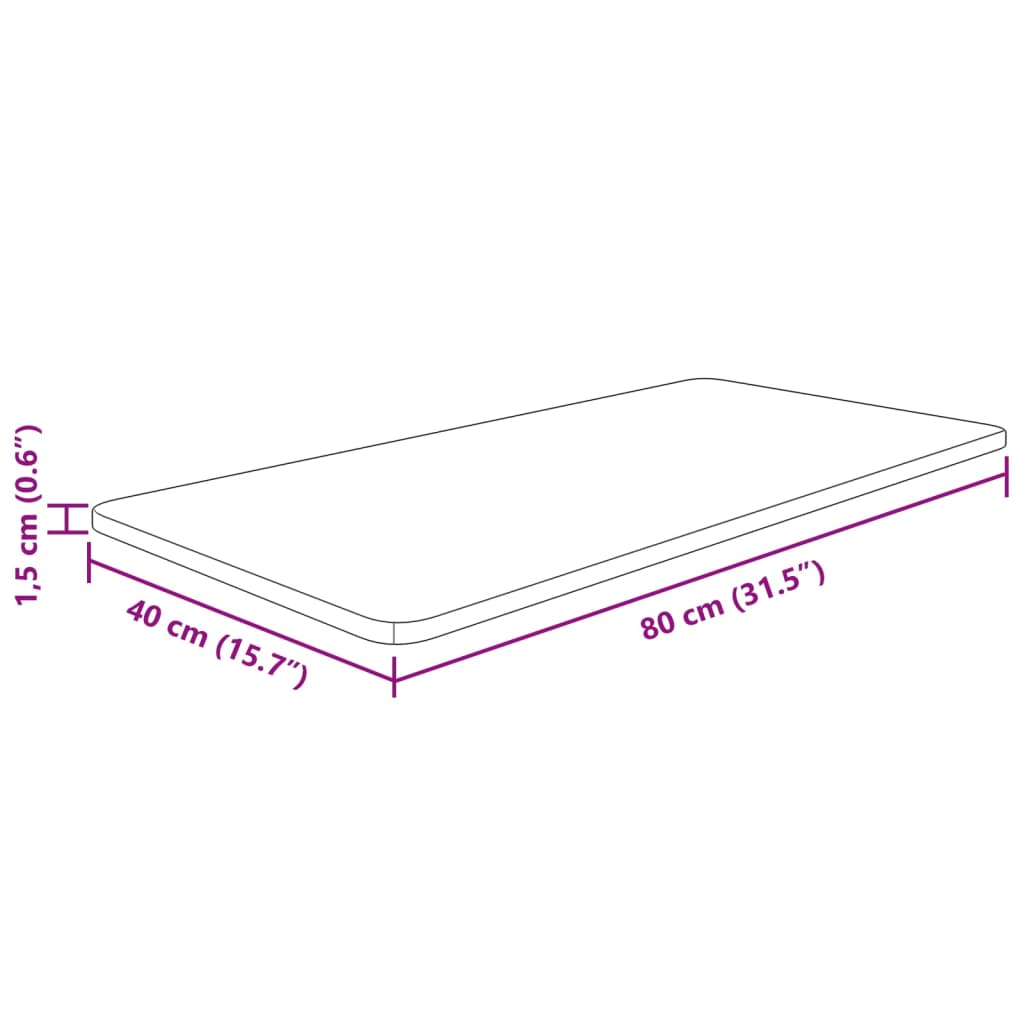 bordplade til badeværelse 80x40x1,5 cm massivt træ lysebrun