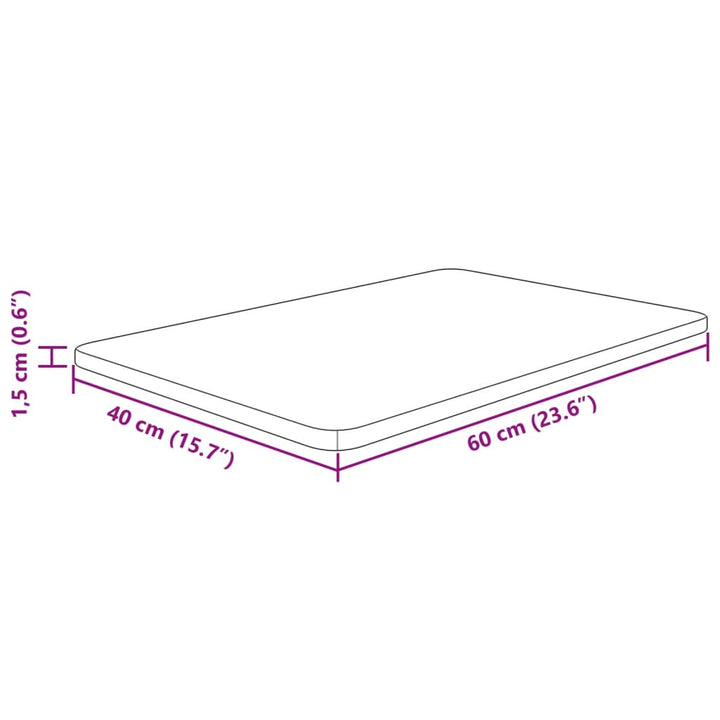 bordplade til badeværelse 60x40x1,5 cm massivt træ lysebrun