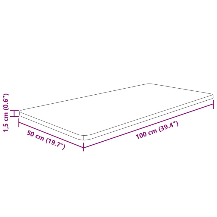 bordplade til badeværelse 100x50x1,5 cm massivt træ mørkebrun