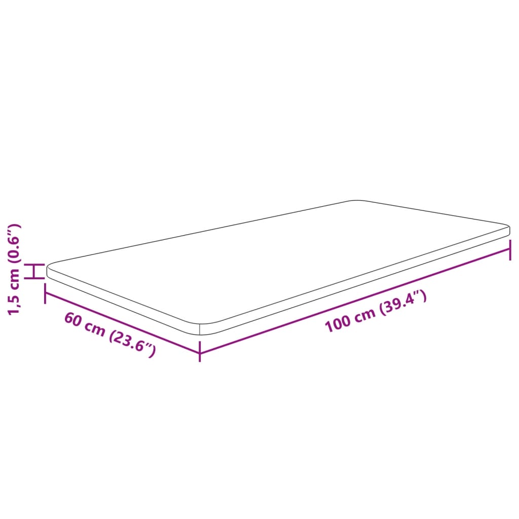 bordplade til badeværelse 100x60x1,5 cm massivt træ mørkebrun