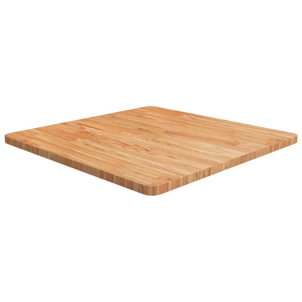 firkantet bordplade 70x70x2,5 cm behandlet massivt eg lysebrun