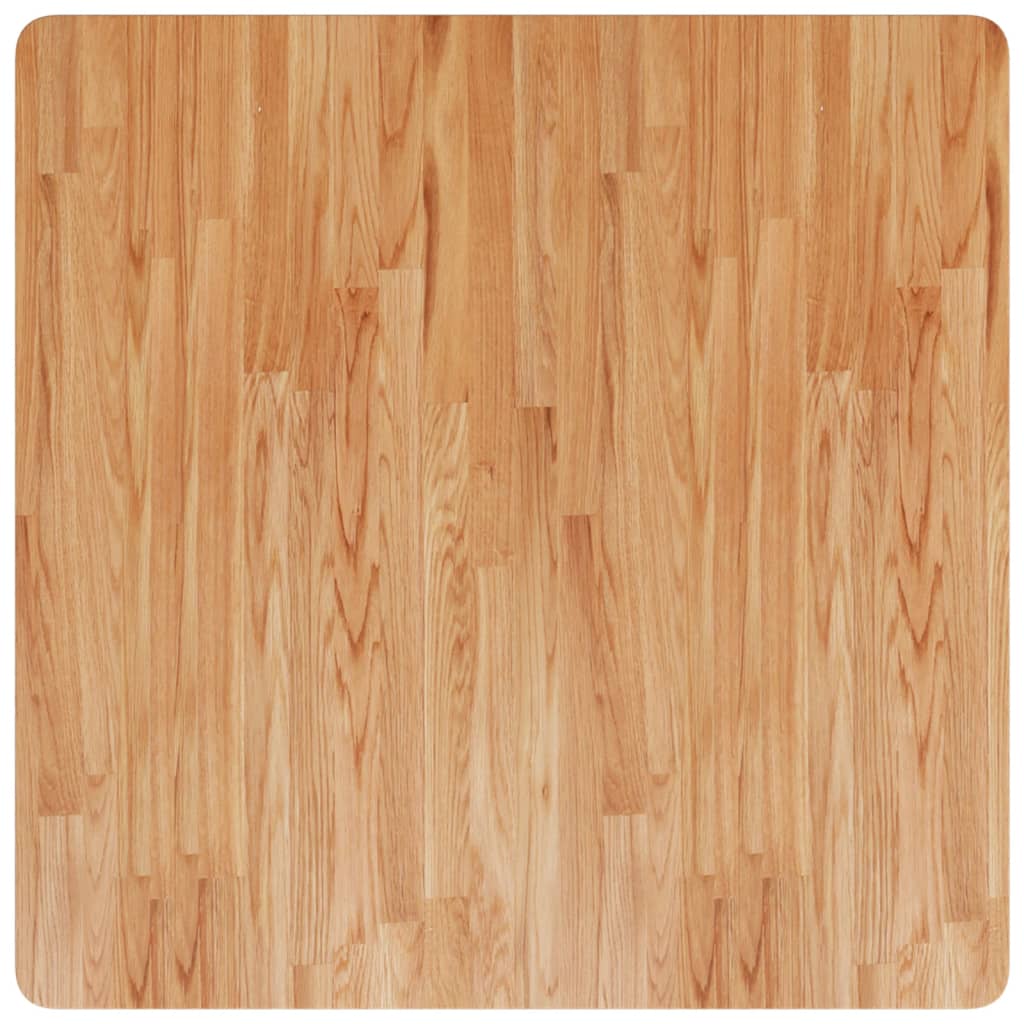 firkantet bordplade 80x80x2,5 cm behandlet massivt eg lysebrun