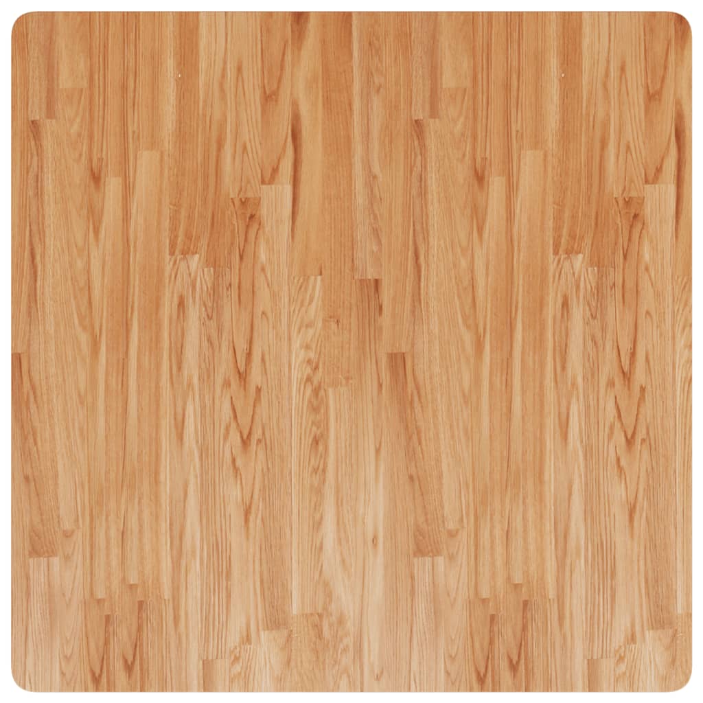 firkantet bordplade 90x90x2,5 cm behandlet massivt eg lysebrun
