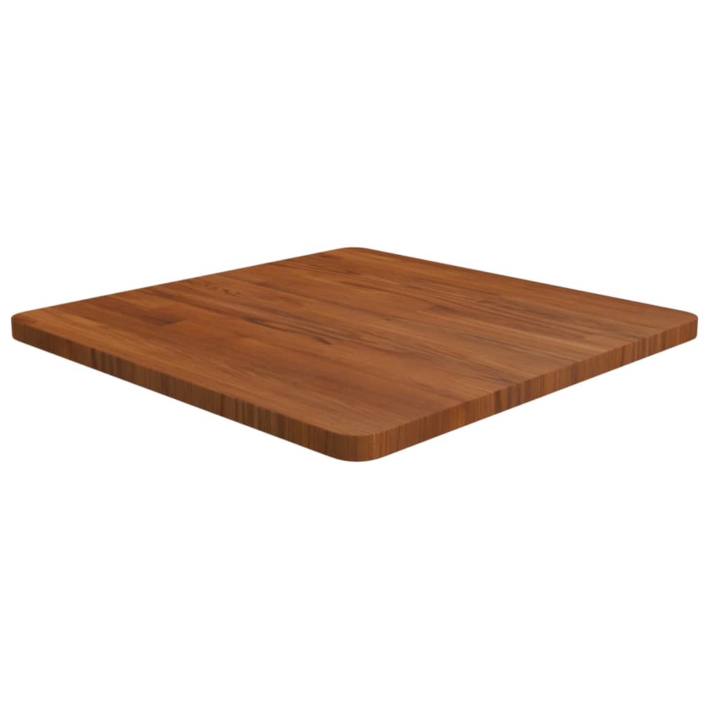 firkantet bordplade 60x60x2,5 cm behandlet massivt eg mørkebrun