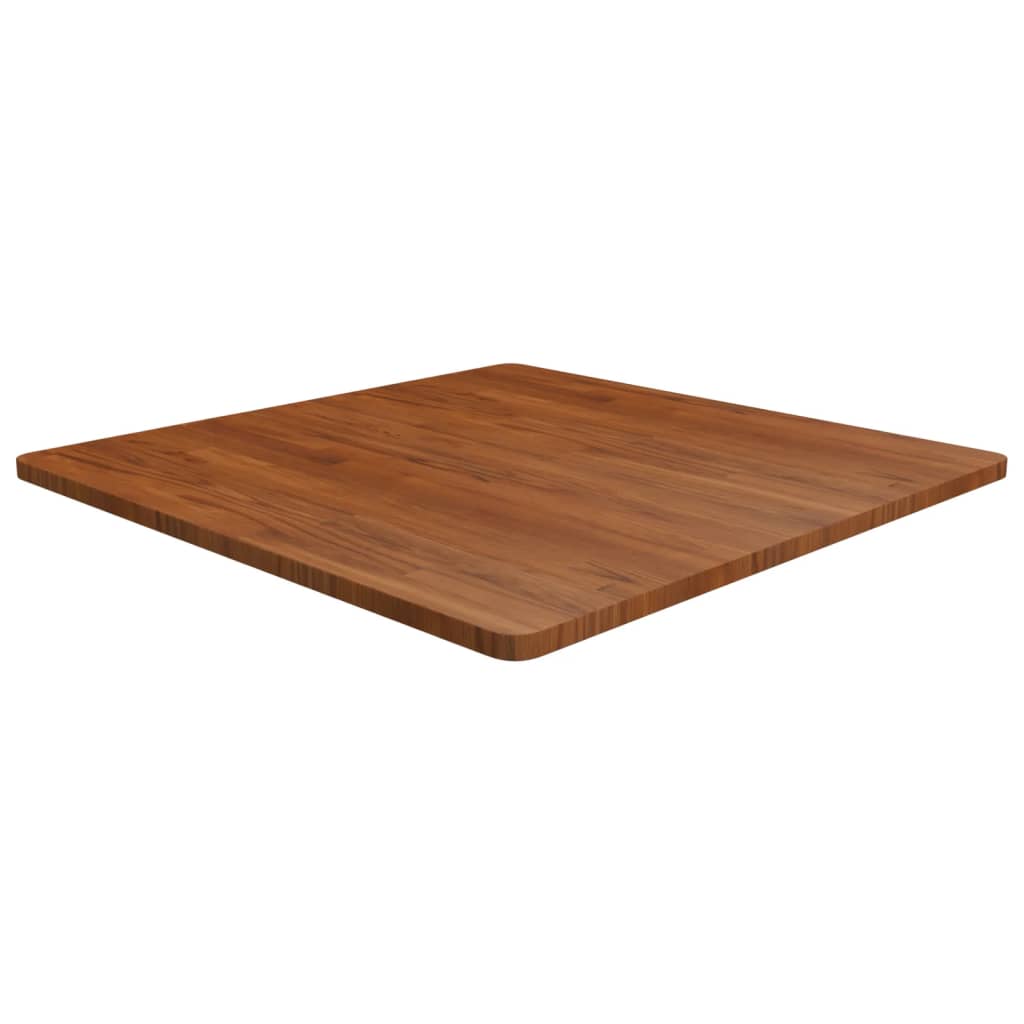 firkantet bordplade 90x90x2,5 cm behandlet massivt eg mørkebrun