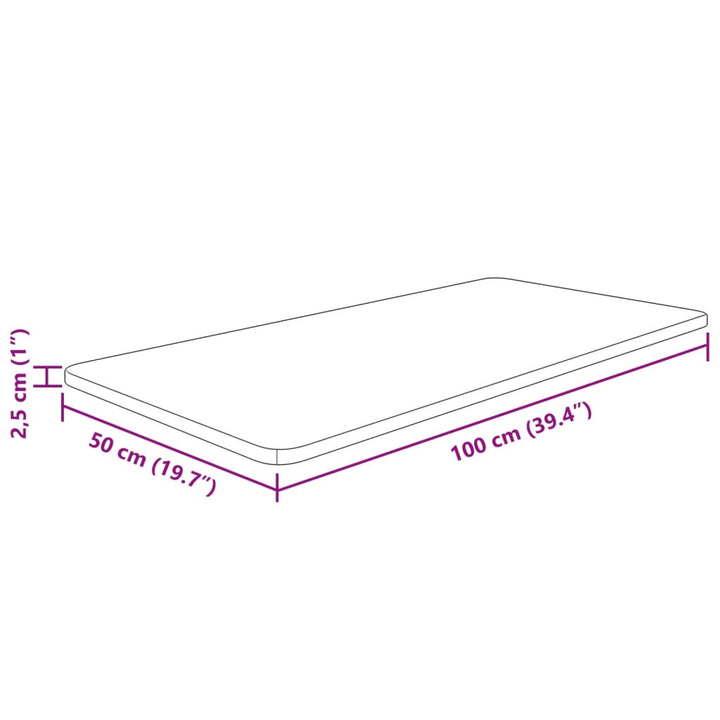 bordplade til badeværelse 100x50x2,5 cm massivt træ mørkebrun