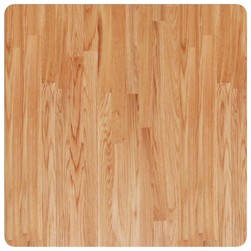 firkantet bordplade 70x70x4 cm behandlet massivt eg lysebrun