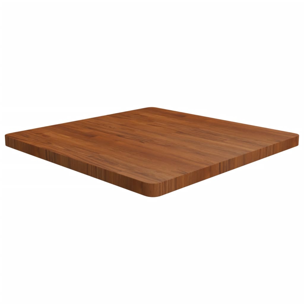 firkantet bordplade 80x80x4 cm behandlet massivt eg mørkebrun