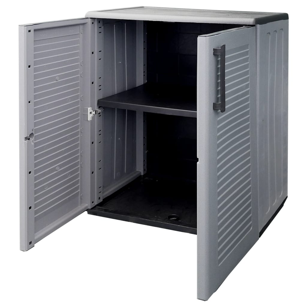 opbevaringsskab til haven 68x37x84 cm PP grå og sort