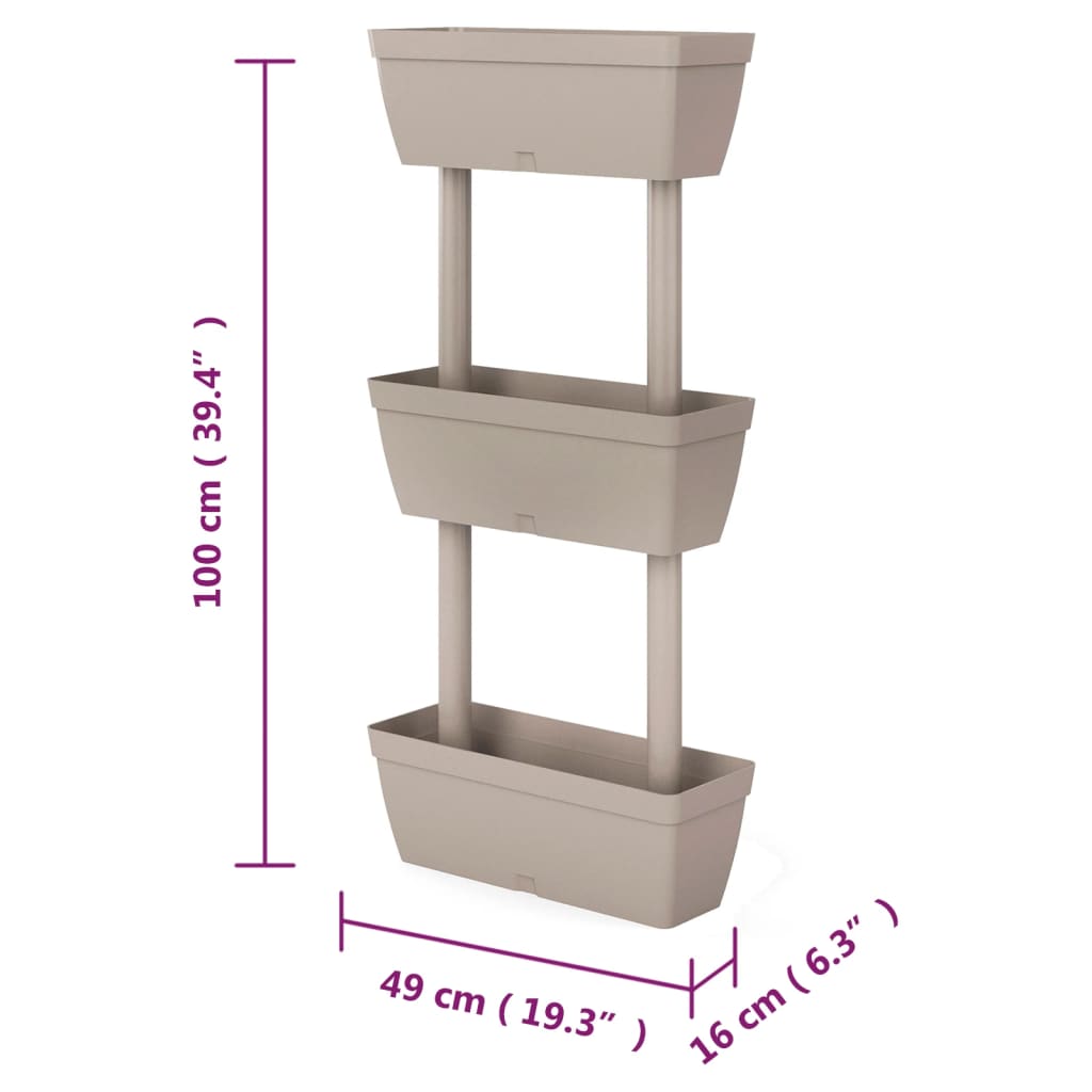 plantekasser 6 stk. 100 cm gråbrun