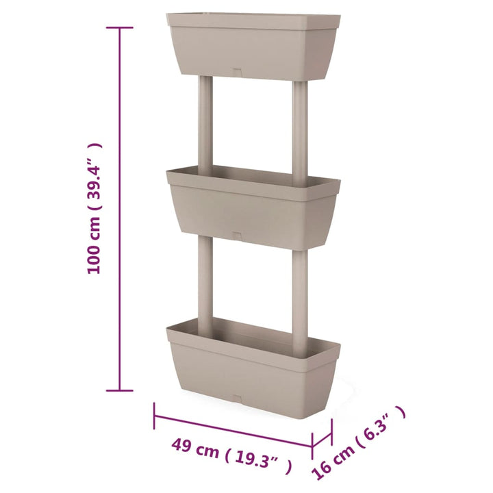 plantekasser 6 stk. 100 cm gråbrun
