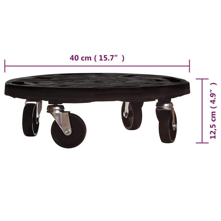 plantevogn med hjul 40 cm i diameter 275 kg sort