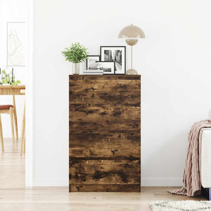 kommode 60x35x98,5 cm konstrueret træ røget egetræsfarve