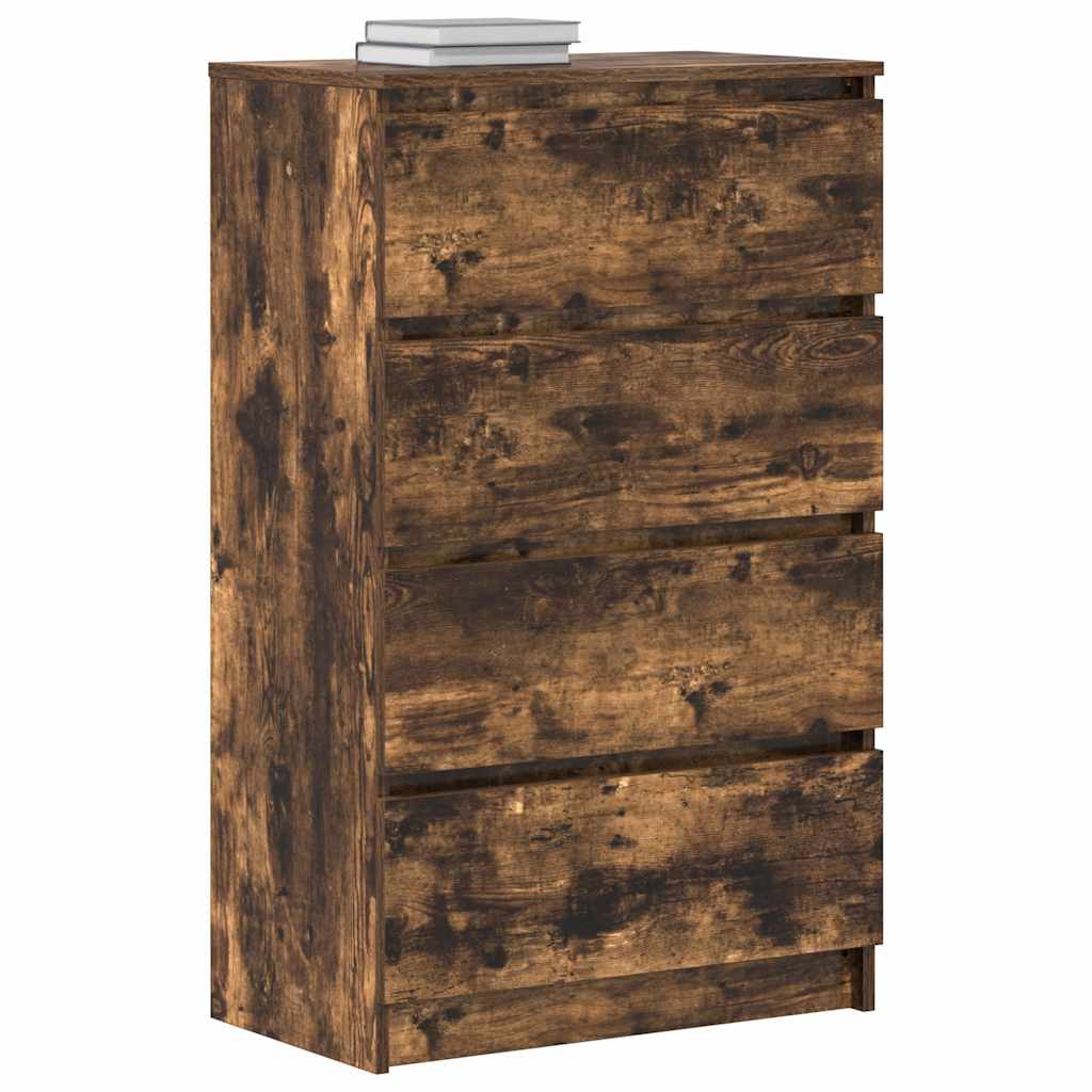 kommode 60x35x98,5 cm konstrueret træ røget egetræsfarve