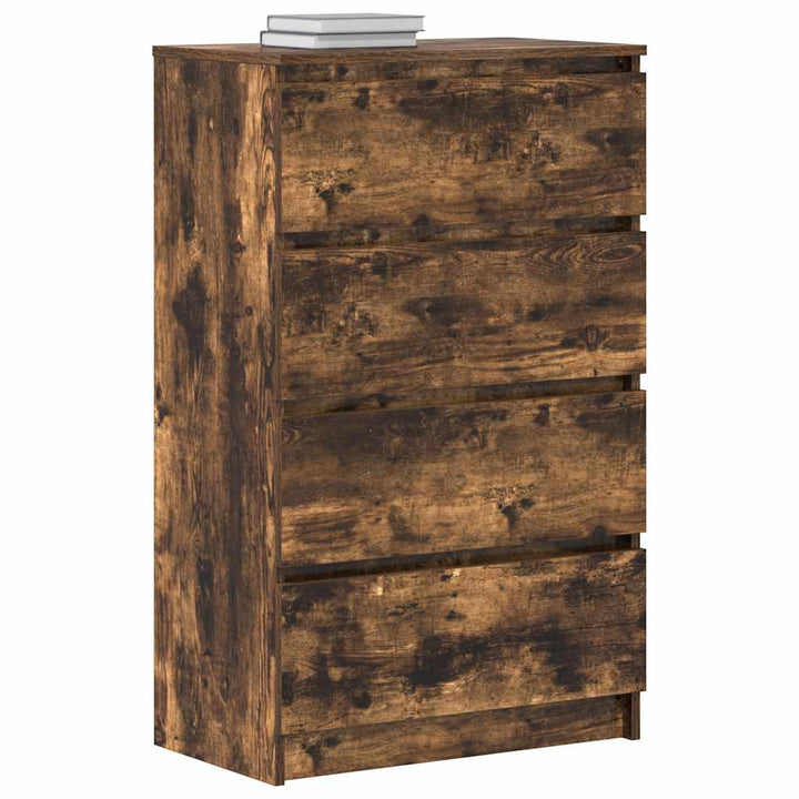 kommode 60x35x98,5 cm konstrueret træ røget egetræsfarve