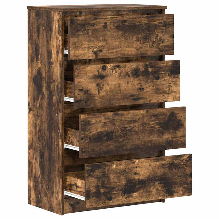 kommode 60x35x98,5 cm konstrueret træ røget egetræsfarve