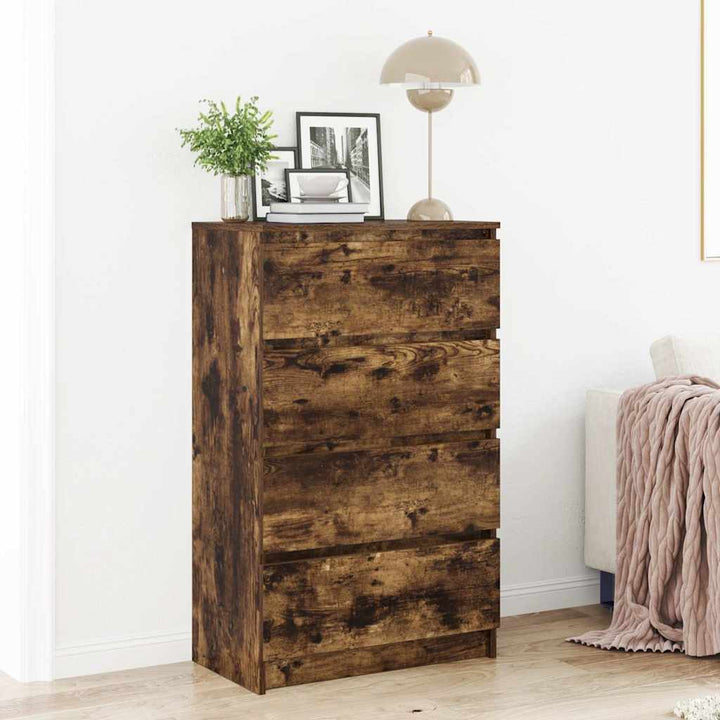 kommode 60x35x98,5 cm konstrueret træ røget egetræsfarve