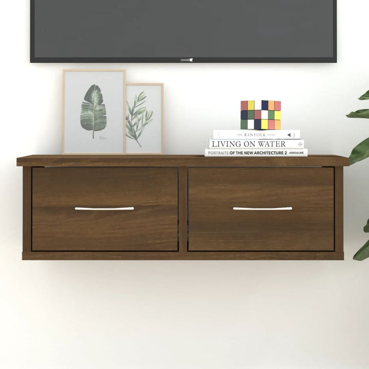vægskab 60x26x18,5 cm konstrueret træ brun egetræsfarve