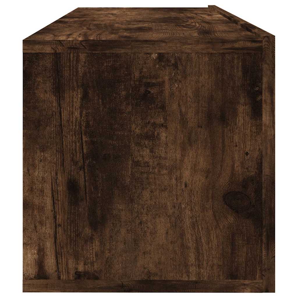 væghængt tv-bord 100x30x30 cm konstrueret træ røget egetræ